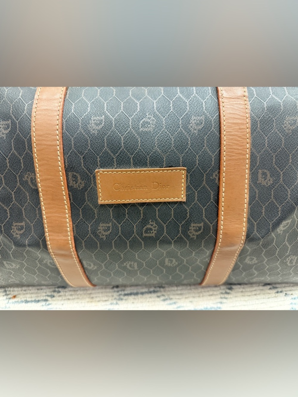 DIOR Vintage Brown Iconic Monogram Honeycomb Coated Canvas Weekender Travel Bag - Picture 6 of 16